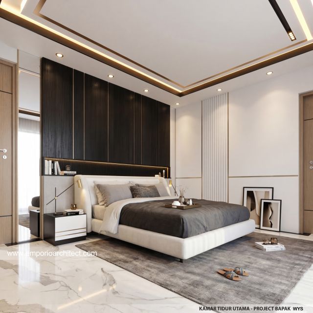 Desain Kamar Tidur Utama Rumah Modern 2 Lantai Bapak WYS di Bali