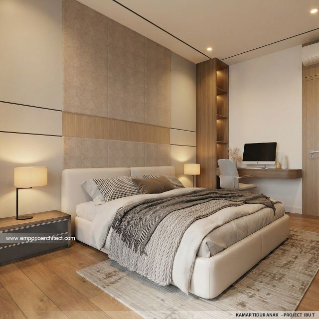 Desain Kamar Tidur Anak Rumah Modern 2 Lantai Ibu T di BSD, Tangerang Selatan