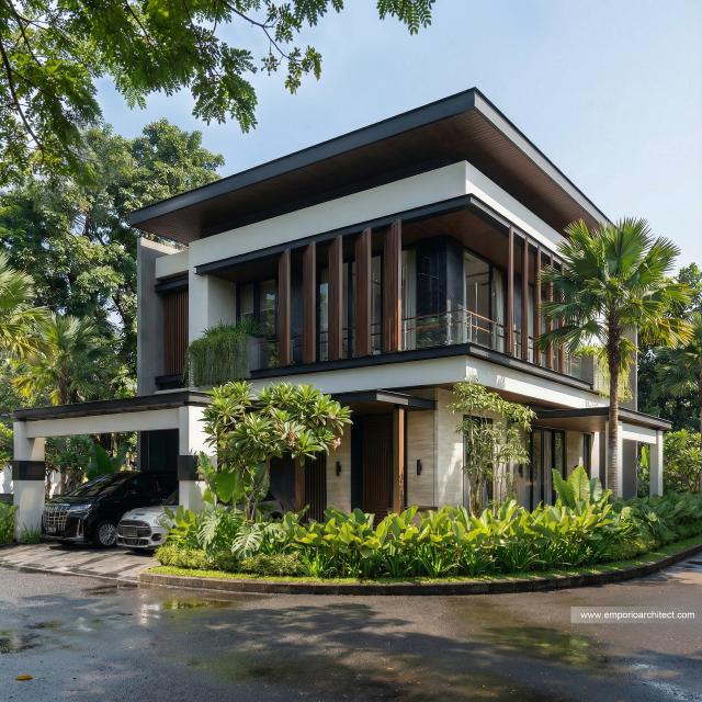 Desain Rumah Modern 2 Lantai Ibu T 2276 di  BSD, Tangerang Selatan