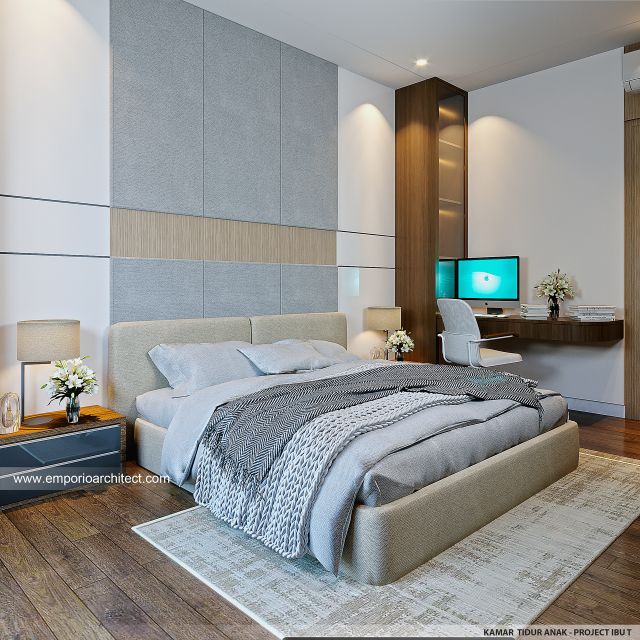 Desain Kamar Tidur Anak Rumah Modern 2 Lantai Ibu T di BSD, Tangerang Selatan