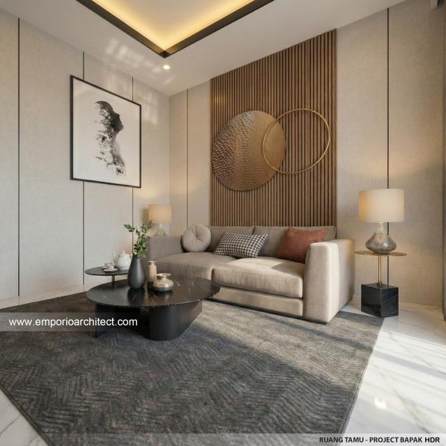 Desain Ruang Tamu Rumah Modern 2 Lantai Bapak HDR di Tabanan, Bali