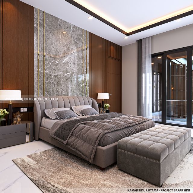 Desain Kamar Tidur Utama Rumah Modern 2 Lantai Bapak HDR di Tabanan, Bali