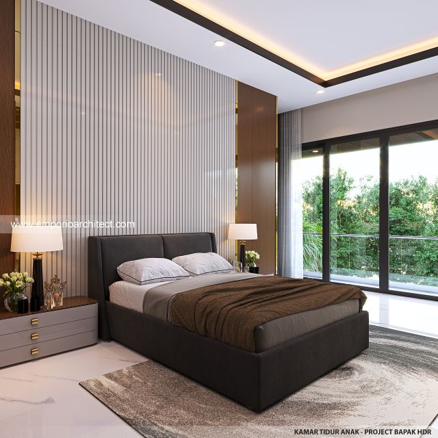 Desain Kamar Tidur Anak Rumah Modern 2 Lantai Bapak HDR di Tabanan, Bali