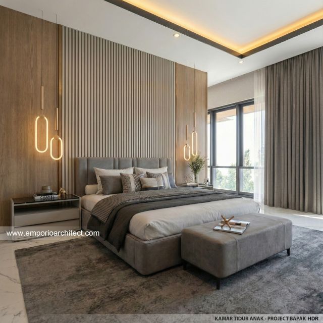 Desain Kamar Tidur Anak Rumah Modern 2 Lantai Bapak HDR di Tabanan, Bali