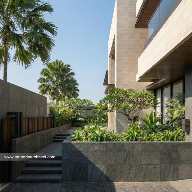 Desain Tampak Detail Depan 2 Rumah Modern 2 Lantai Bapak HDR di Tabanan, Bali