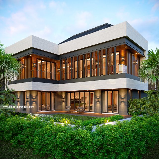 Desain Tampak Belakang Rumah Modern 2 Lantai Bapak HDR di Tabanan, Bali