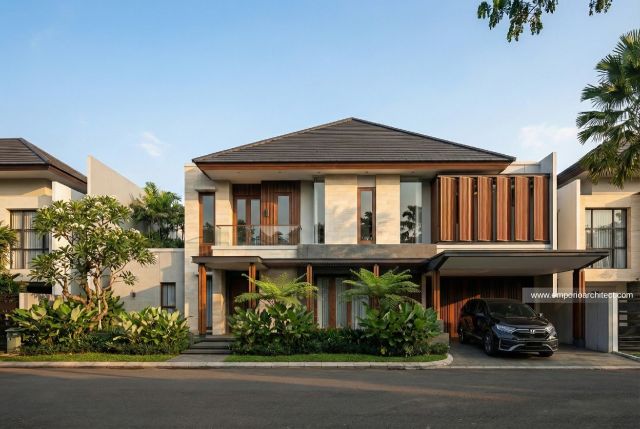 Desain Tampak Depan Rumah Modern 2 Lantai Bapak Coach Indra Sjafri di Yogyakarta