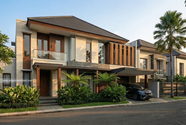 Desain Tampak Depan Rumah Modern 2 Lantai Bapak Coach Indra Sjafri di Yogyakarta