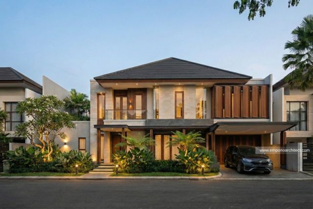 Desain Tampak Depan Rumah Modern 2 Lantai Bapak Coach Indra Sjafri di Yogyakarta