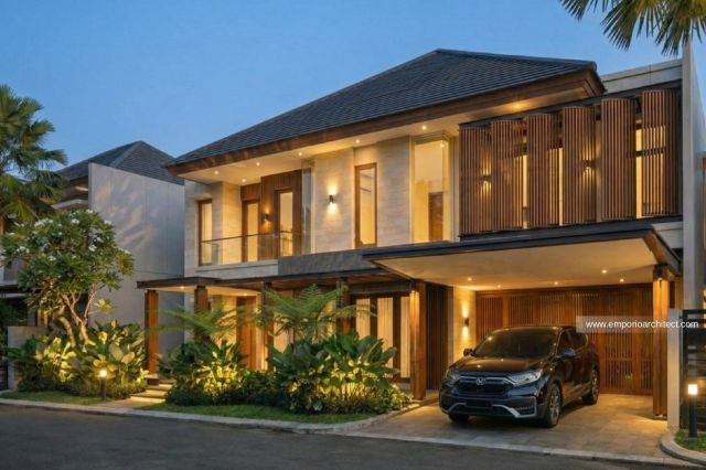 Desain Tampak Depan Rumah Modern 2 Lantai Bapak Coach Indra Sjafri di Yogyakarta