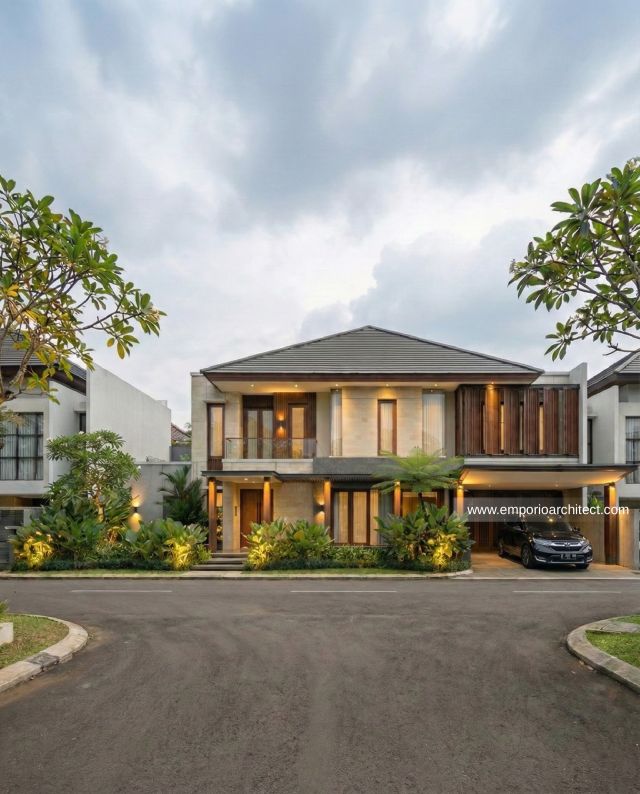 Desain Tampak Depan Rumah Modern 2 Lantai Bapak Coach Indra Sjafri di Yogyakarta