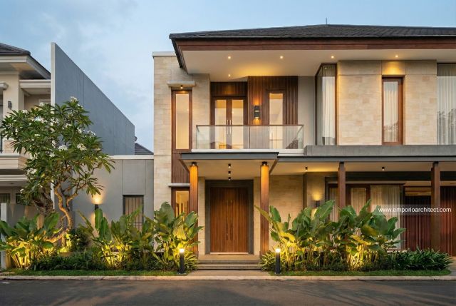 Desain Tampak Depan Rumah Modern 2 Lantai Bapak Coach Indra Sjafri di Yogyakarta