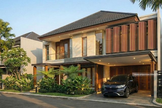 Desain Tampak Depan Rumah Modern 2 Lantai Bapak Coach Indra Sjafri di Yogyakarta