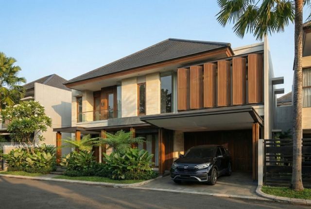 Desain Tampak Depan Rumah Modern 2 Lantai Bapak Coach Indra Sjafri di Yogyakarta