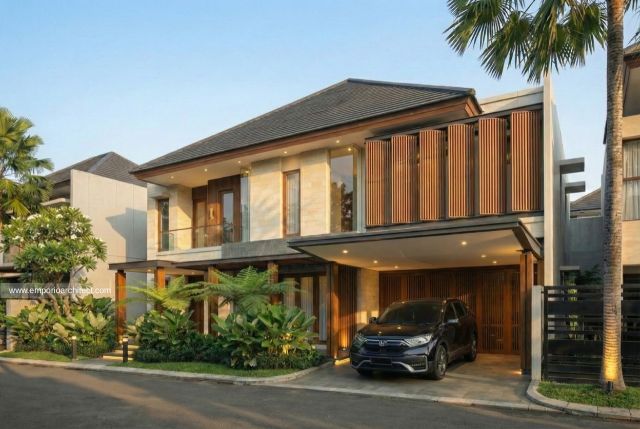 Desain Tampak Depan Rumah Modern 2 Lantai Bapak Coach Indra Sjafri di Yogyakarta