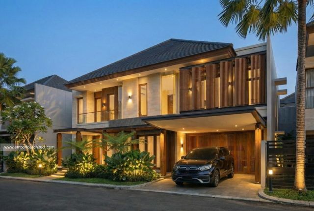 Desain Tampak Depan Rumah Modern 2 Lantai Bapak Coach Indra Sjafri di Yogyakarta