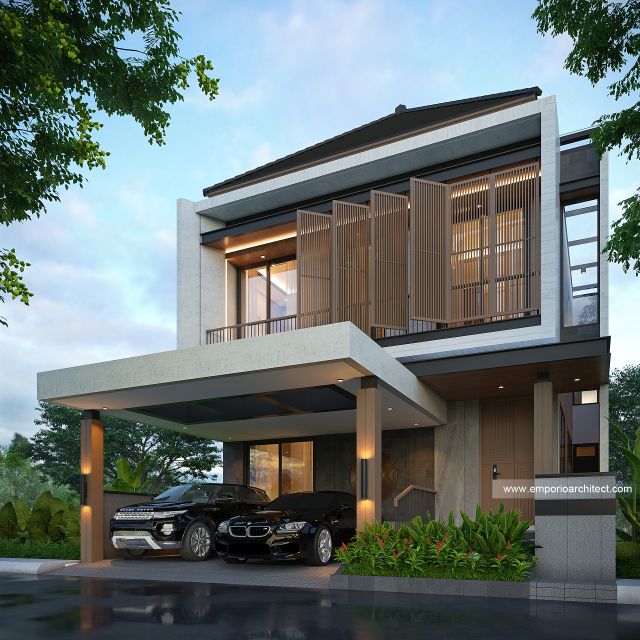 Desain Tampak Depan 3 Rumah Modern 2 Lantai Bapak YD di Malang
