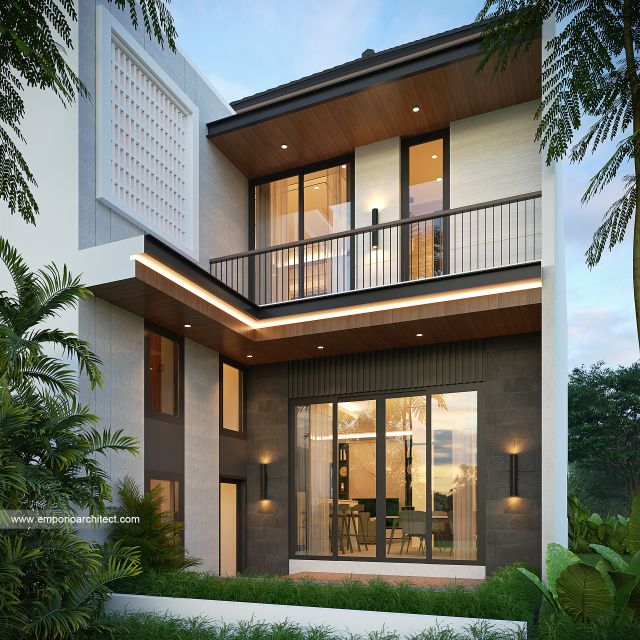 Desain Tampak Belakang Rumah Modern 2 Lantai Bapak YD di Malang