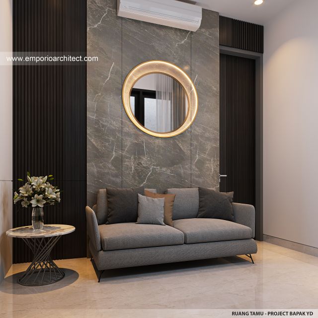 Desain Ruang Tamu Rumah Modern 2 Lantai Bapak YD di Malang