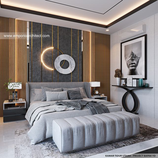 Desain Kamar Tidur Utama Rumah Modern 2 Lantai Bapak YD di Malang