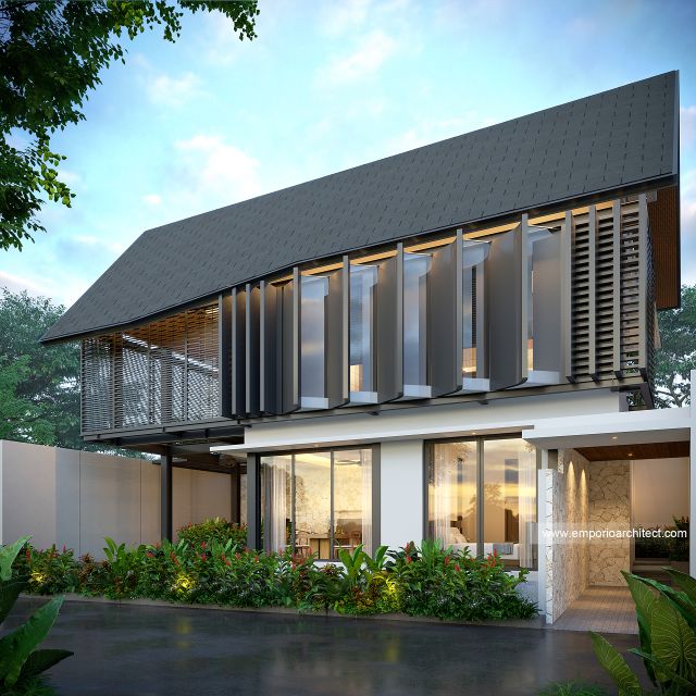 Desain Tampak Depan 2 Villa Modern 2 Lantai Bapak GLN di Badung, Bali