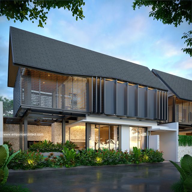 Desain Tampak Depan 3 Villa Modern 2 Lantai Bapak GLN di Badung, Bali