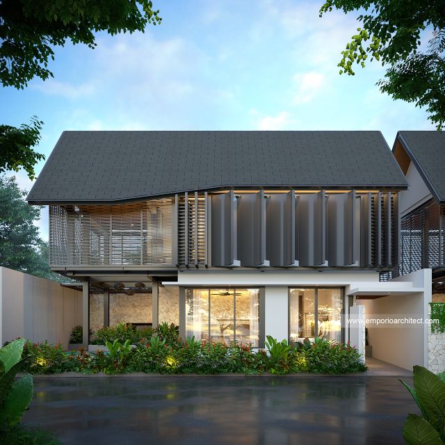 Desain Tampak Depan 4 Villa Modern 2 Lantai Bapak GLN di Badung, Bali