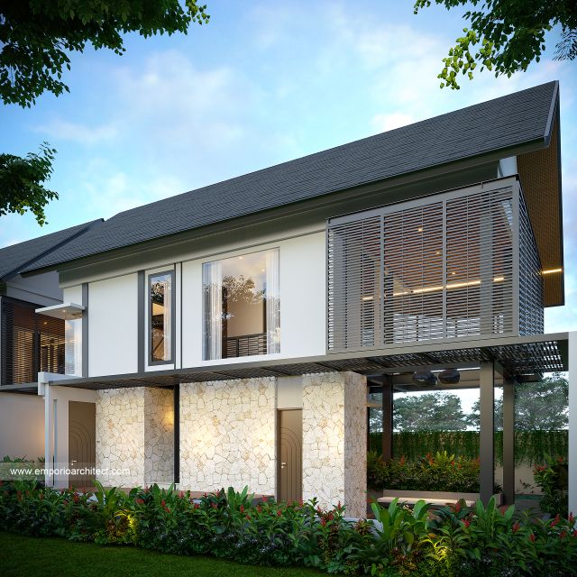 Desain Tampak Belakang Villa Modern 2 Lantai Bapak GLN di Badung, Bali