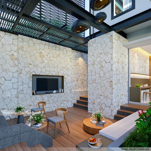 Desain Ruang Keluarga Villa Modern 2 Lantai Bapak GLN di Badung, Bali