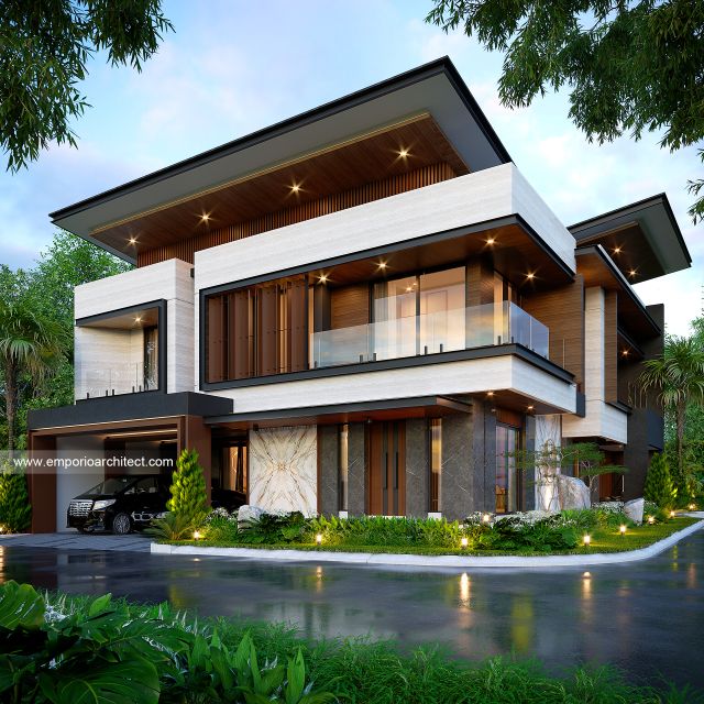 Desain Tampak Hook Rumah Modern 2 Lantai Bapak JLS di Banyuwangi, Jawa Timur