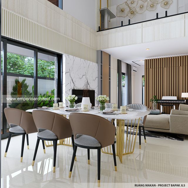 Desain Ruang Makan Rumah Modern 2 Lantai Bapak JLS di Banyuwangi, Jawa Timur