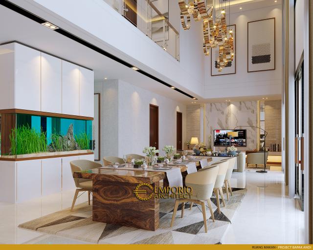 Desain Ruang Makan Rumah Modern 2 Lantai Bapak Andi di Lahat, Sumatera Selatan