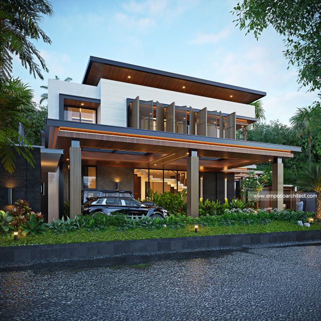 Desain Tampak Depan 3 Rumah Modern 2 Lantai Ibu LVV di Denpasar, Bali