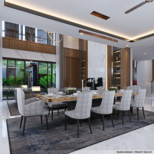 Desain Ruang Makan Rumah Modern 2 Lantai Ibu LVV di Denpasar, Bali
