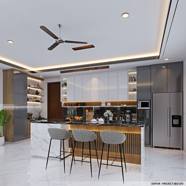 Desain Dapur Rumah Modern 2 Lantai Ibu LVV di Denpasar, Bali