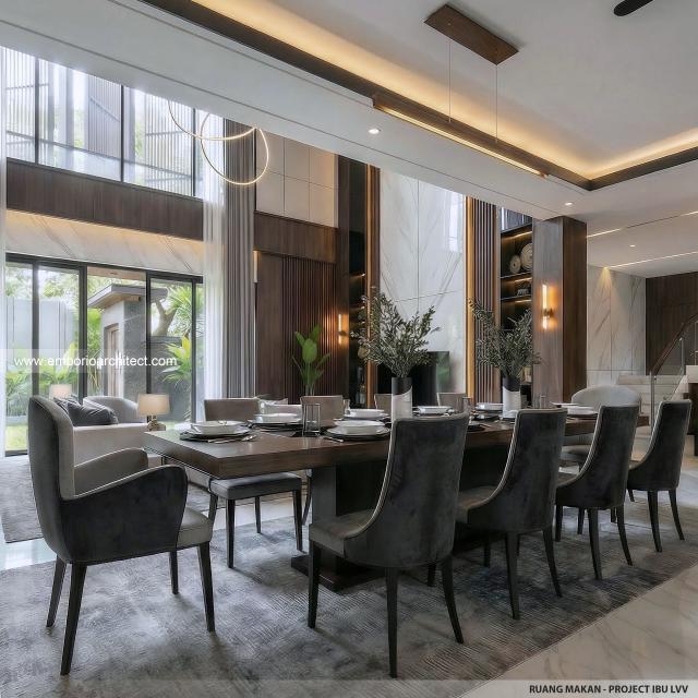 Desain Ruang Makan Rumah Modern 2 Lantai Ibu LVV di Denpasar, Bali