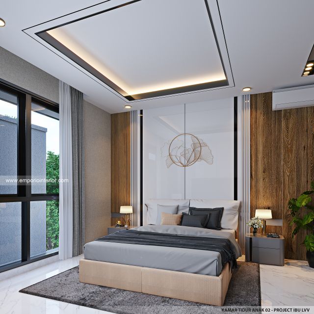 Desain Kamar Tidur Anak 2 Rumah Modern 2 Lantai Ibu LVV di Denpasar, Bali
