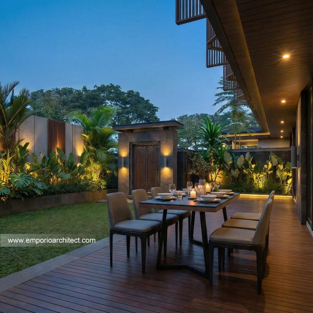 Desain Tampak Detail Samping 3 Rumah Modern 2 Lantai Ibu LVV di Denpasar, Bali