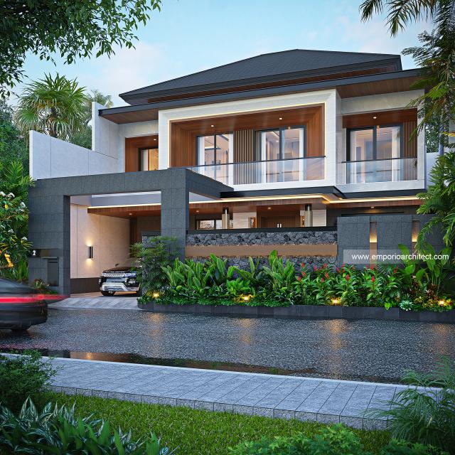 Desain Tampak Depan Dengan Pagar Rumah Modern 2 Lantai Bapak STW di Denpasar, Bali