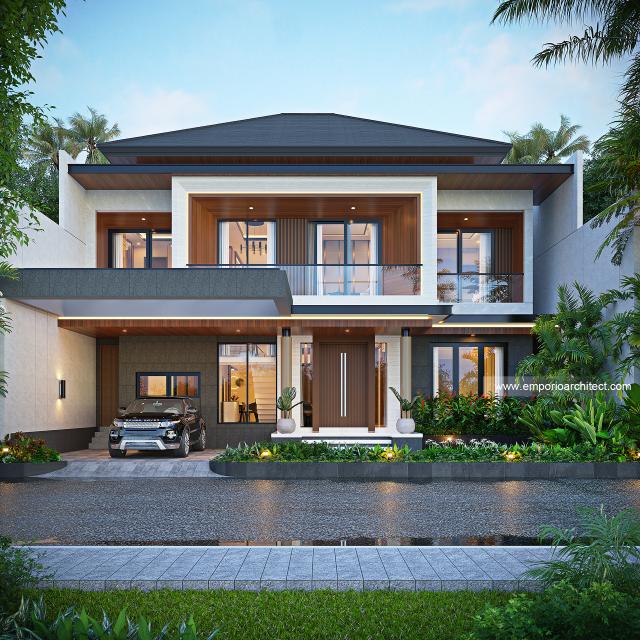Desain Tampak Depan Rumah Modern 2 Lantai Bapak STW di Denpasar, Bali