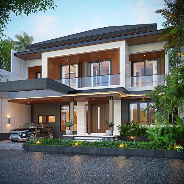 Desain Tampak Depan 2 Rumah Modern 2 Lantai Bapak STW di Denpasar, Bali
