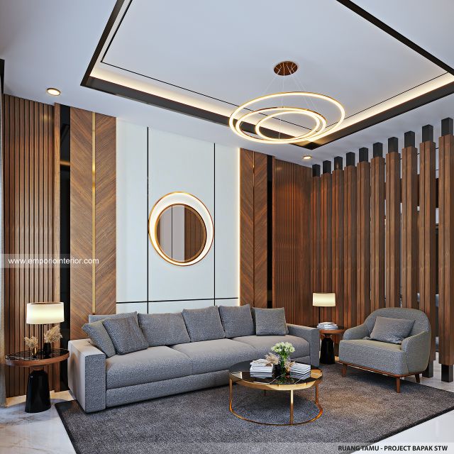 Desain Ruang Tamu Rumah Modern 2 Lantai Bapak STW di Denpasar, Bali