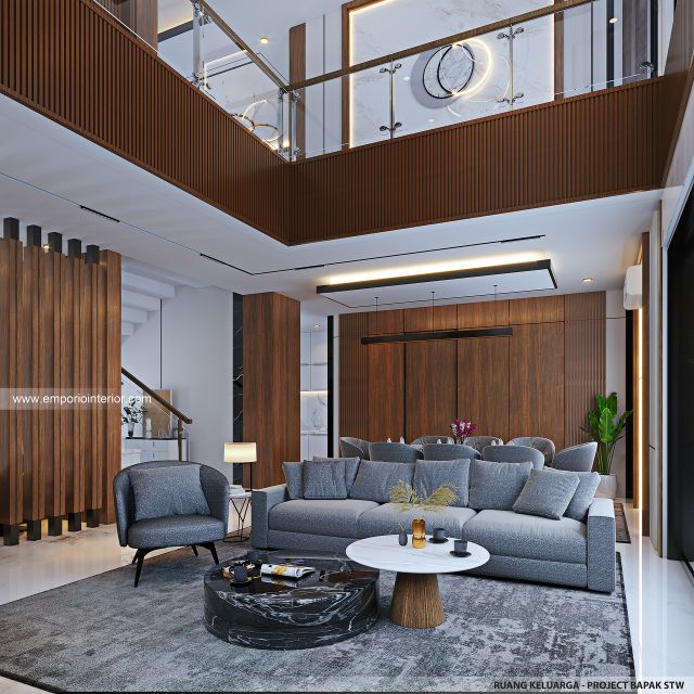 Desain Ruang Keluarga Rumah Modern 2 Lantai Bapak STW di Denpasar, Bali