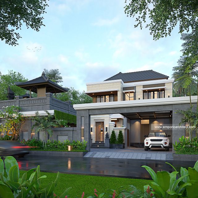 Desain Tampak Depan Dengan Pagar Rumah Modern 2 Lantai Project HTM di Karangasem, Bali