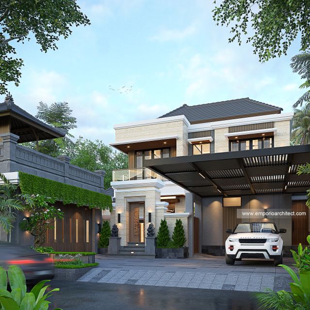 Desain Tampak Depan 2 Rumah Modern 2 Lantai Project HTM di Karangasem, Bali