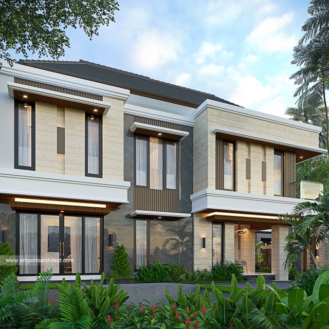 Desain Tampak Samping Rumah Modern 2 Lantai Project HTM di Karangasem, Bali