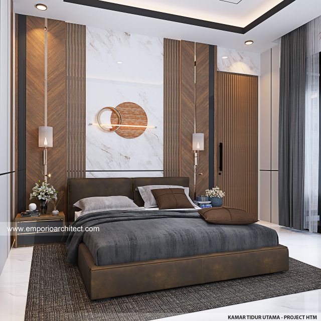 Desain Kamar Tidur Utama Rumah Modern 2 Lantai Project HTM di Karangasem, Bali