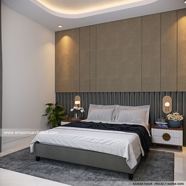 Desain Kamar Tidur Rumah Modern 2 Lantai Bapak DDN di Tabanan, Bali