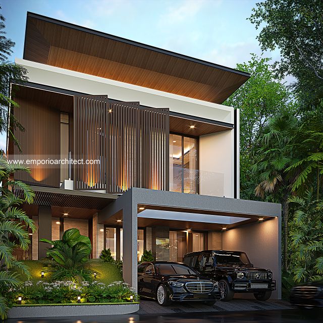Desain Tampak Depan 3 Rumah Modern 2 Lantai Ibu FF di Semarang