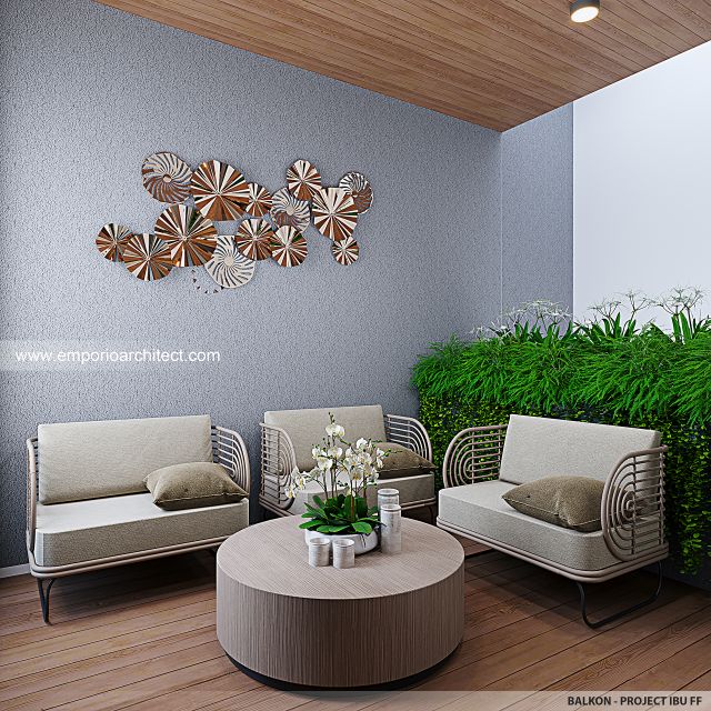 Desain Balkon Rumah Modern 2 Lantai Ibu FF di Semarang